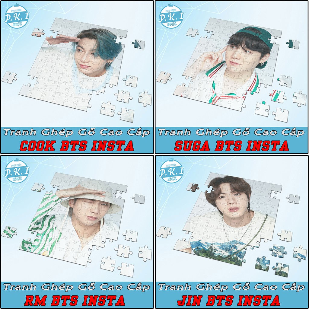 Tranh Ghép Gỗ Puzzle Cao Cấp In Hình Idol BTS - Insta Loại 2