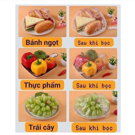 Màng bọc thực phẩm co giãn siêu dai có chun hình túi gấu set 100 chiếc