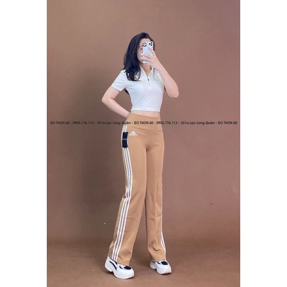Áo croptop das dây kéo, quần suông 3 sọc  Eothon60