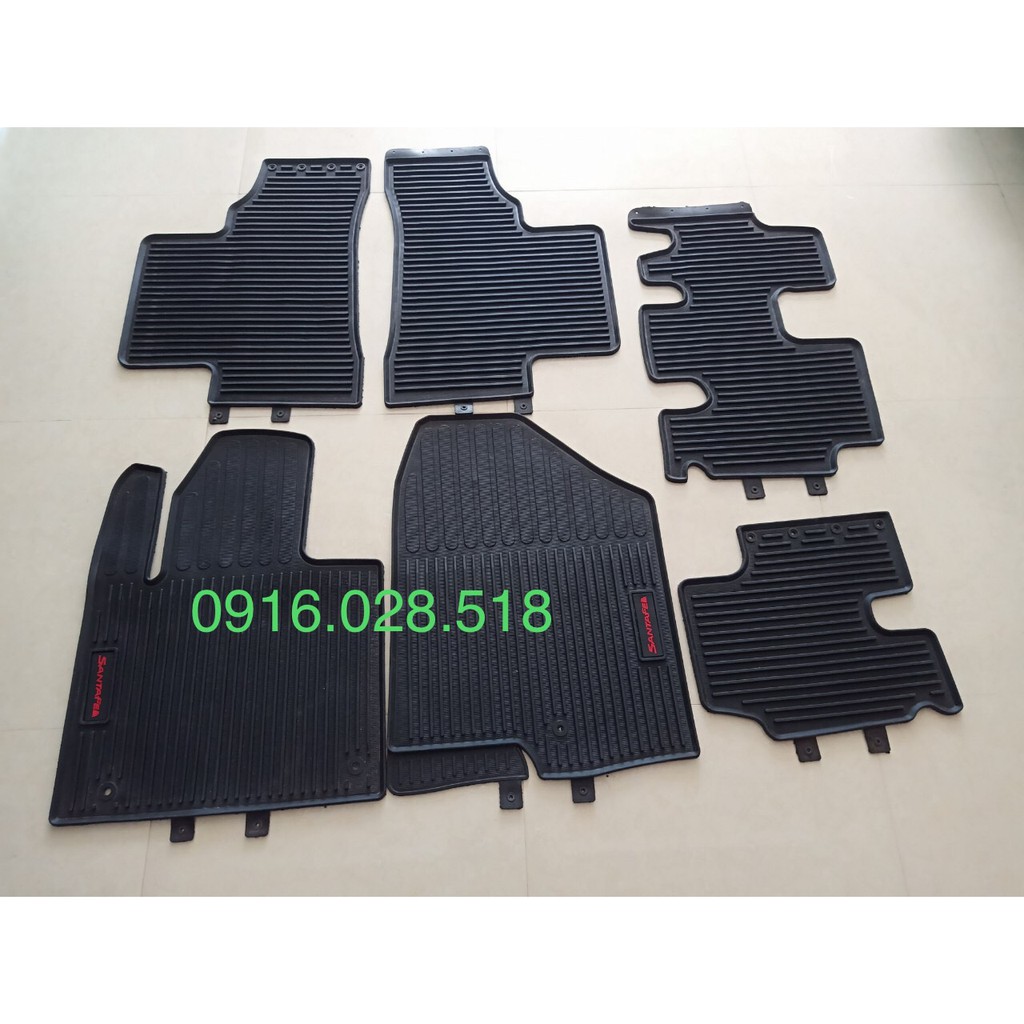 Thảm Lót sàn Cao su xe Santafe 2019-2020 Full bộ - không mùi, dễ vệ sinh