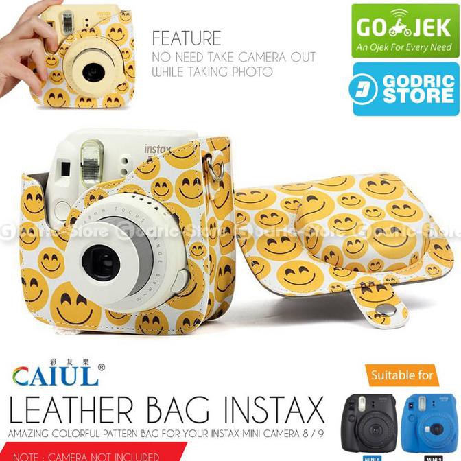 Bao Da Máy Ảnh Fujifilm Polaroid Instax Mini 8 & 9 Hình Mặt Cười