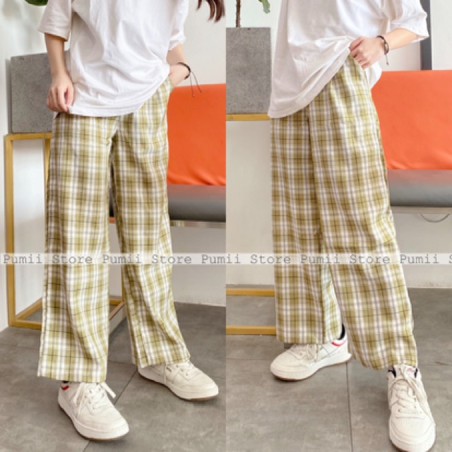 Quần ống rộng Culottes kẻ Caro suông dài (ảnh thật camera thường cuối cùng) | BigBuy360 - bigbuy360.vn