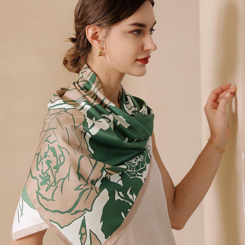 Khăn Quàng Cổ Lụa In Họa Tiết Hoa Cổ Điển Phong Cách Hàn Quốc WMES15H