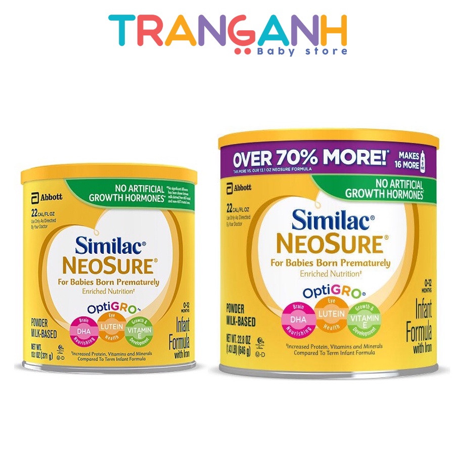 Sữa Similac Neosure 371g 646g Mỹ cho bé sinh non