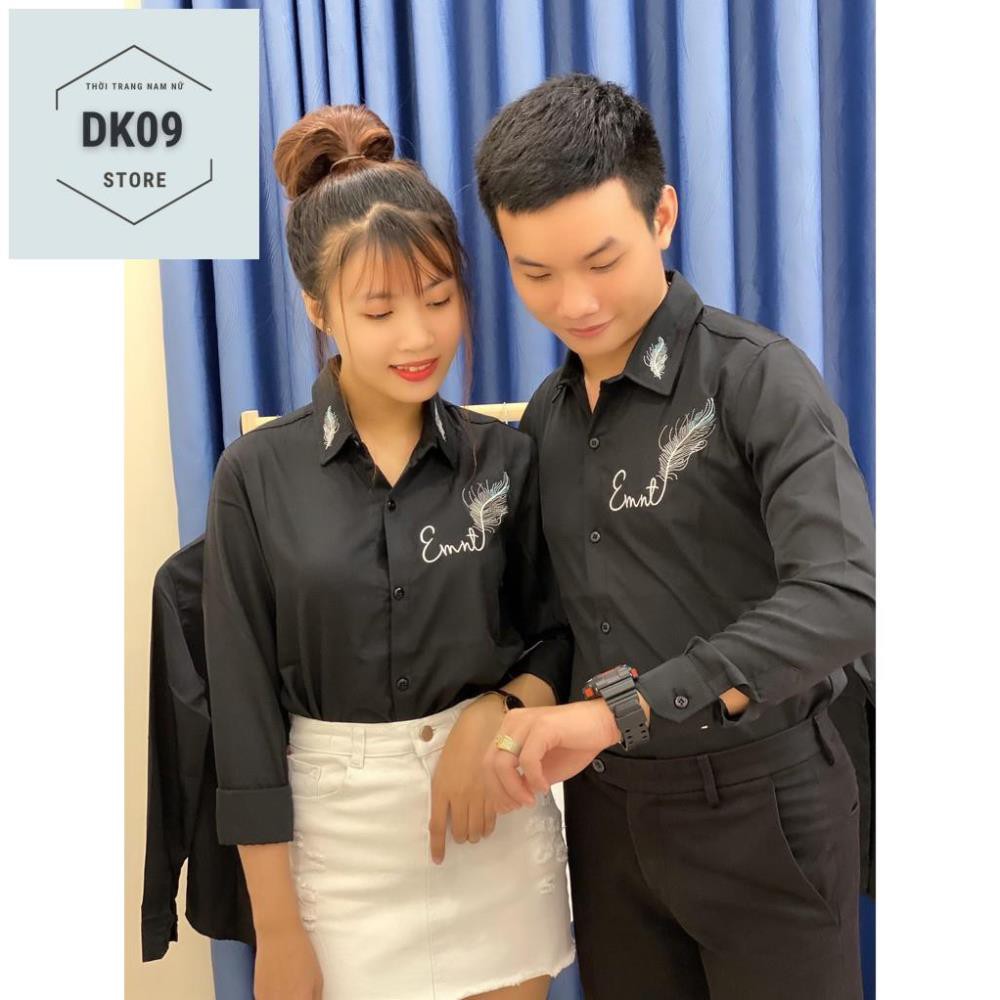 Áo Sơ Mi Dài Tay Cặp Đôi Nam- Nữ Thiêu Lông Chim | BigBuy360 - bigbuy360.vn