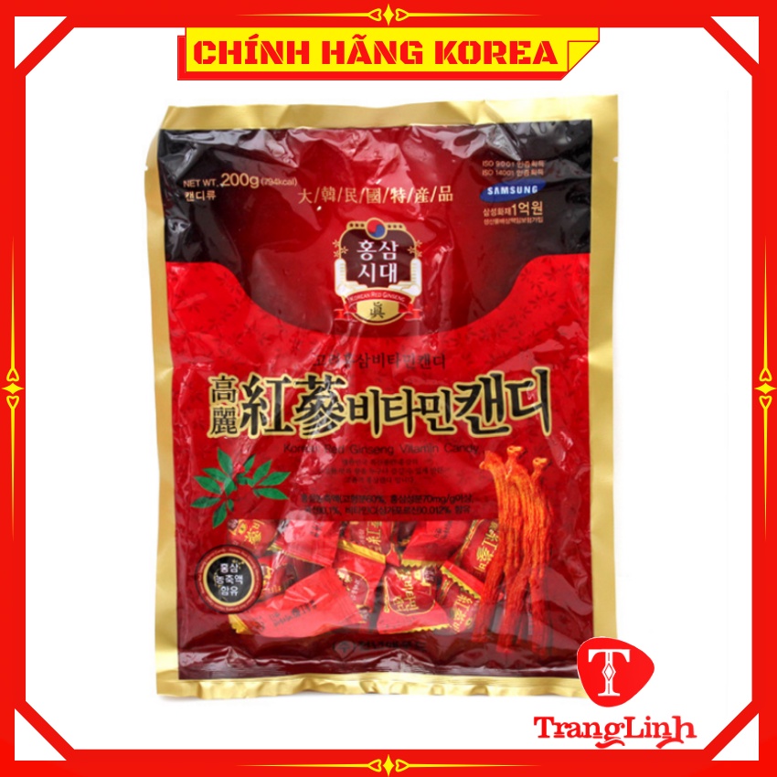 Kẹo hồng sâm hàn quốc chính hãng, gói 200gr - Kẹo sâm cứng - tranglinhkorea