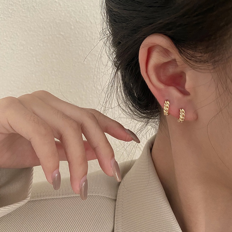 Bông Tai Mạ Vàng 18k Hình Xoắn Ốc Đơn Giản Phong Cách Retro Thời Trang Hàn Quốc