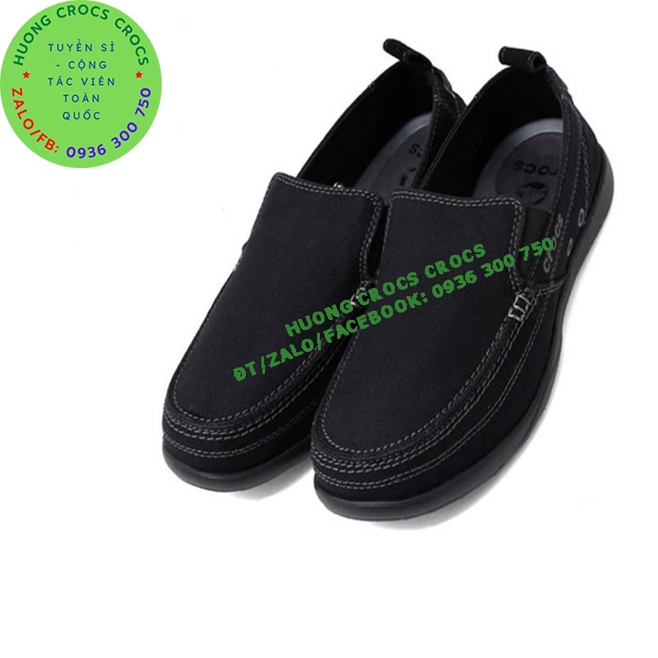 GIÀY LƯỜI CROCS VẢI THÔ WALU ACCENT MEN CHO NAM MÀU ĐEN