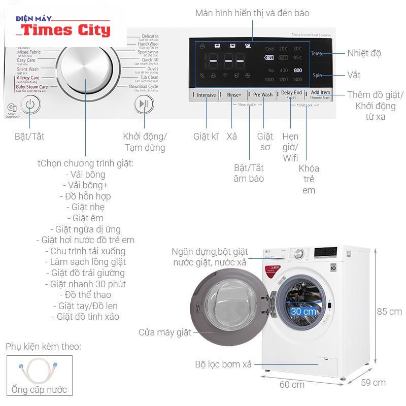 Máy giặt LG Inverter 8.5 kg FV1408S4W