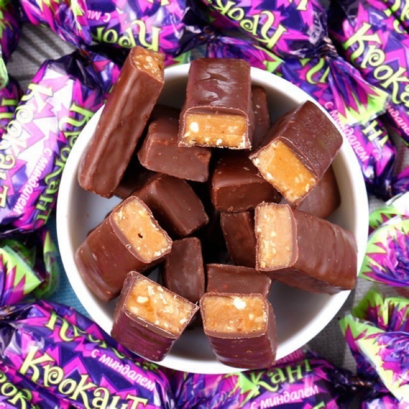 Kẹo Tím Krokant Socola Hạnh Nhân Nga 400gr