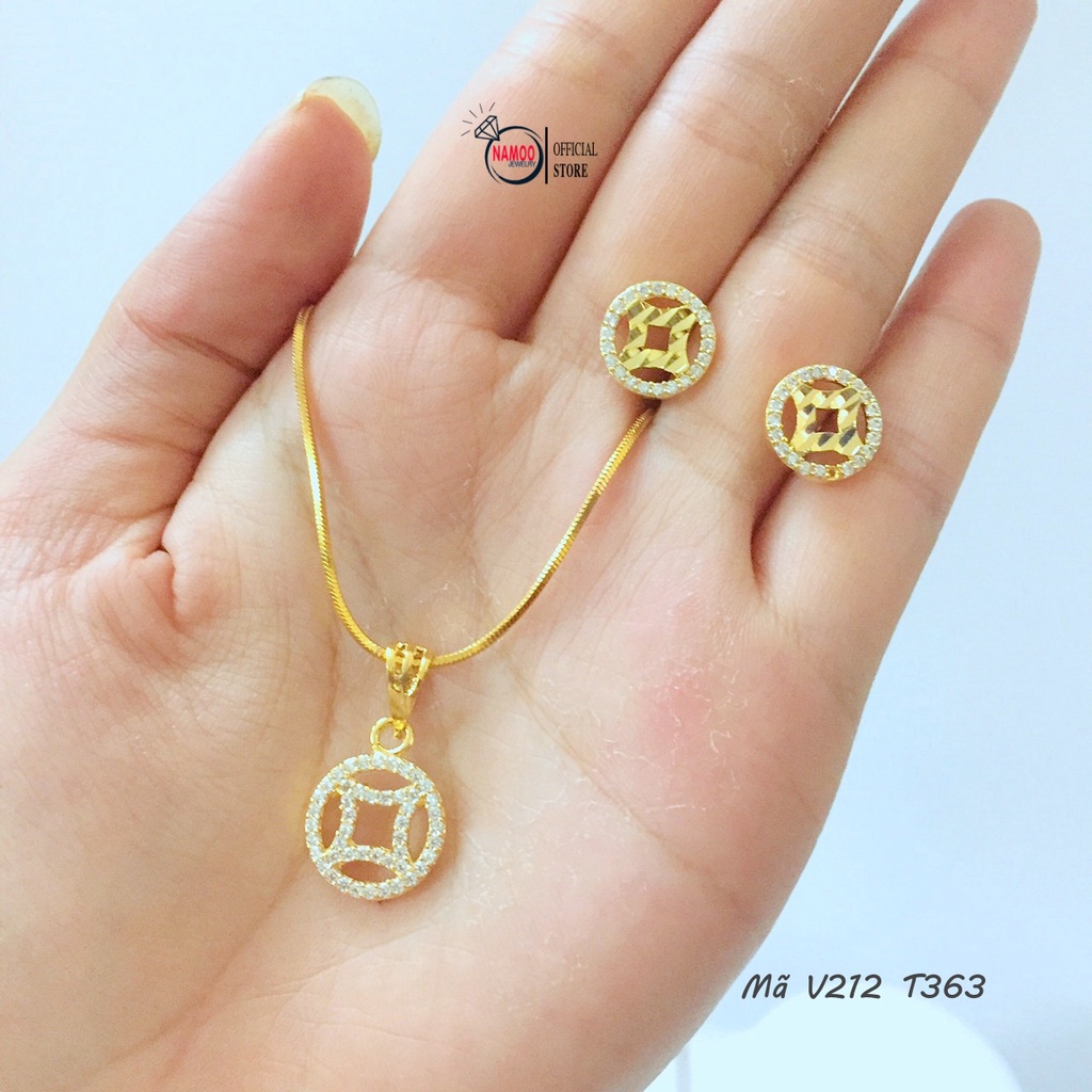 Set bông Tai Và Dây CHuyền Nữ V212 T363 Đính Đá Nữ