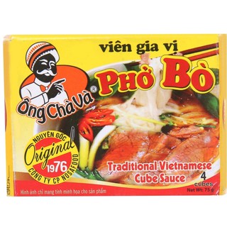 viên gia vị nấu phở bò hiệu ông chà và 🐓[hộp 75g/4 viên]
