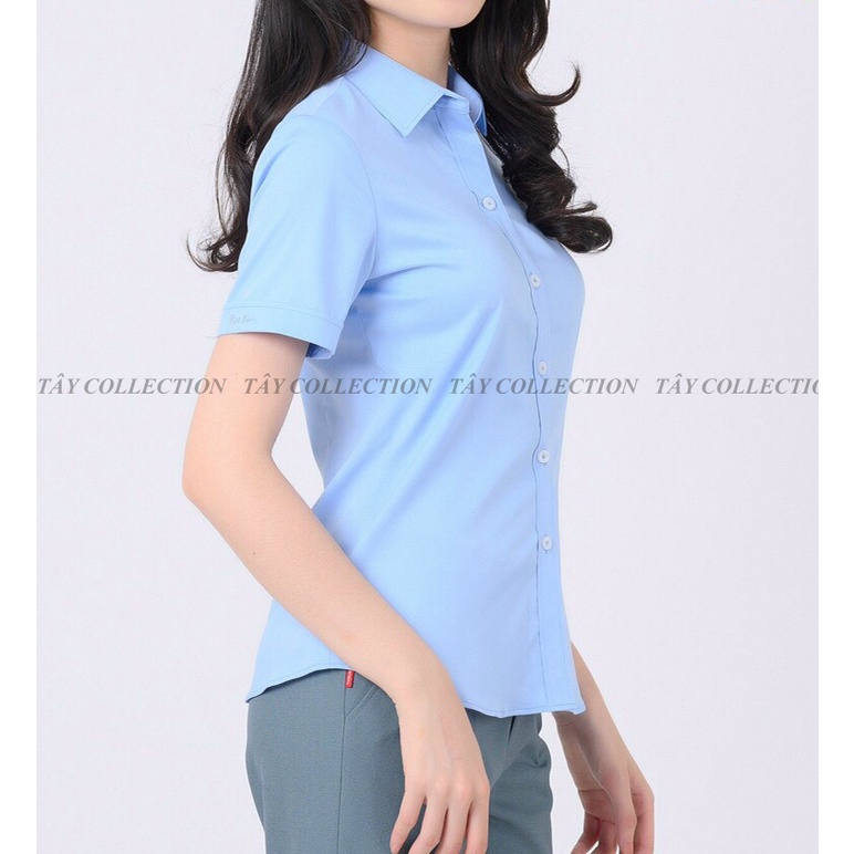 Sơ mi trắng công sở nữ sơ mi cổ đức Tây Collection vải Cottong nhập khẩu dáng ôm chuẩn mực công sở.