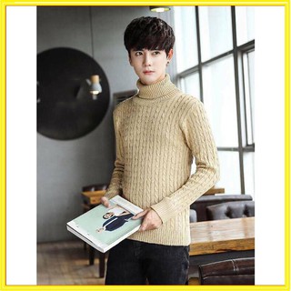 Áo len thừng dày cổ lọ nam màu vàng nhạt  Hot Trend