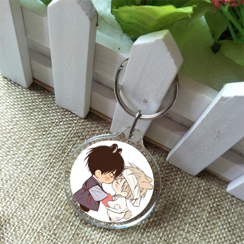 ( Tròn ) Móc mica treo chìa khóa in hình  NO LOVE ZONE anime chibi xinh xắn