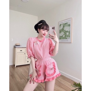 BIGSIZE HIẾU HIẾU ( Set caro thỏ viền bèo 55-100kg )