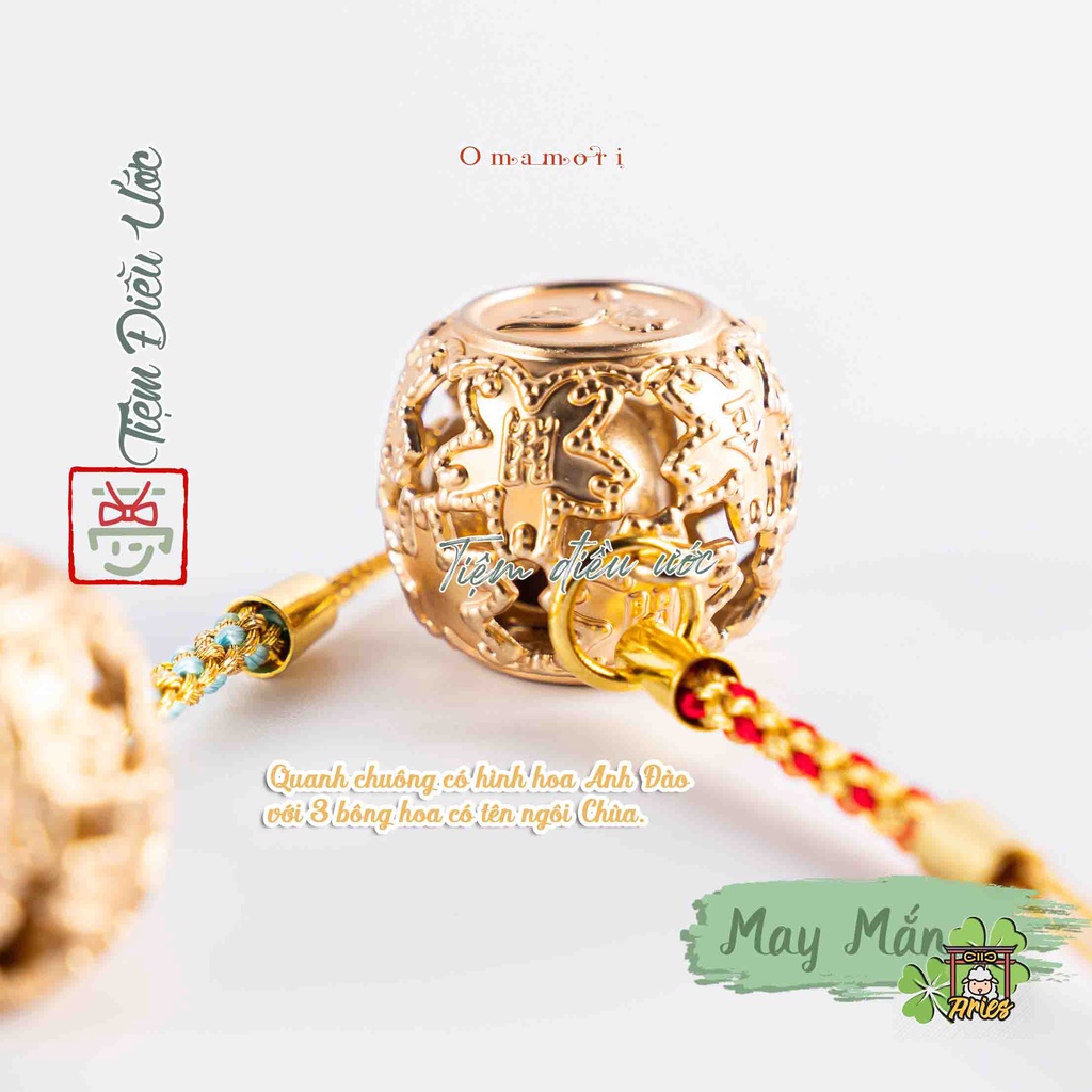 Móc khóa Chuông may mắn - omamori từ Chùa Gác Vàng, Kyoto, Nhật Bản, hàng thật