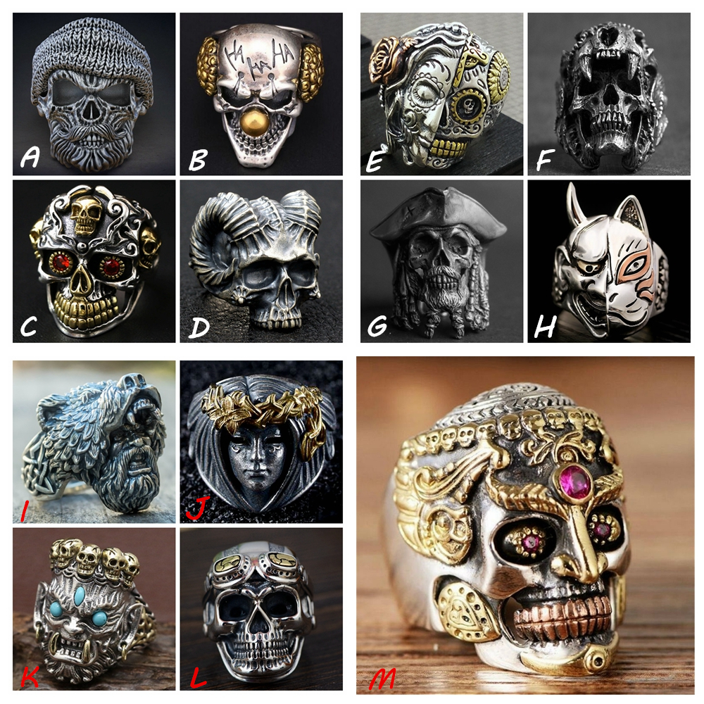 Nhẫn thép không gỉ hình đầu lâu phong cách hiphop thời trang mới cho nam