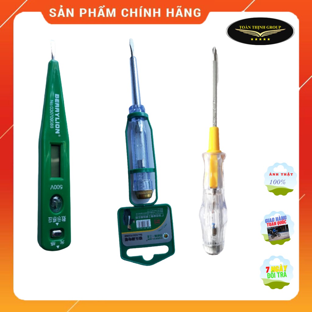 Bút Thử Điện Quang - Điện Tử BERRYLION Chính Hãng - Bút Thử Điện Kiêm Tô Vít 2 Đầu