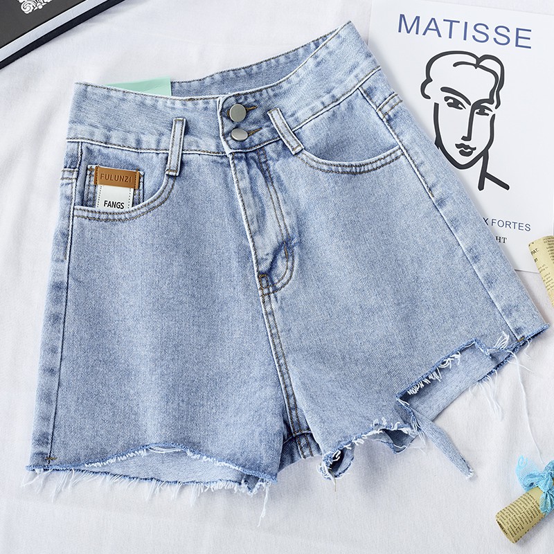 Quần short jean lưng cao HQS08 Hỉn Hỉn Store