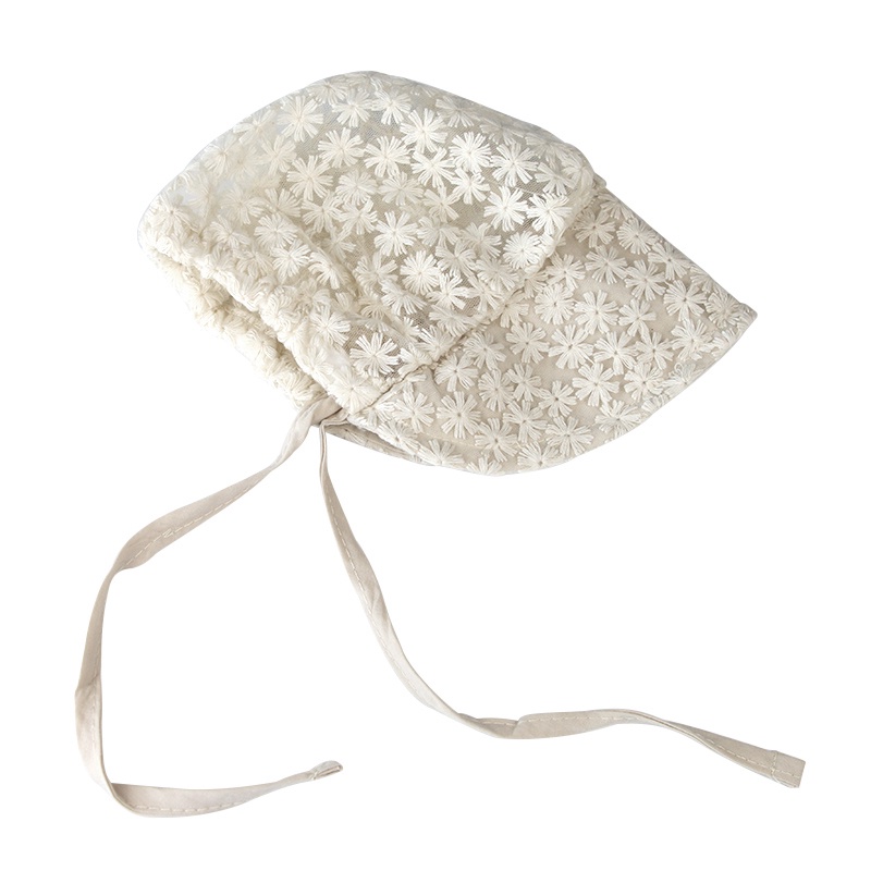 Mũ che nắng phối ren thêu họa tiết phong cách công chúa thời trang xuân hè dành cho bé gái