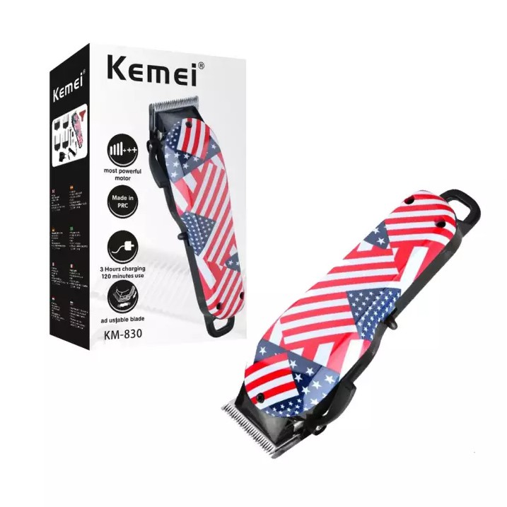 Tông đơ cắt tóc chuyên nghiệp KM-830 cao cấp cho barbie shop, salon tóc, lưỡi cắt siêu bén, máy khỏe êm