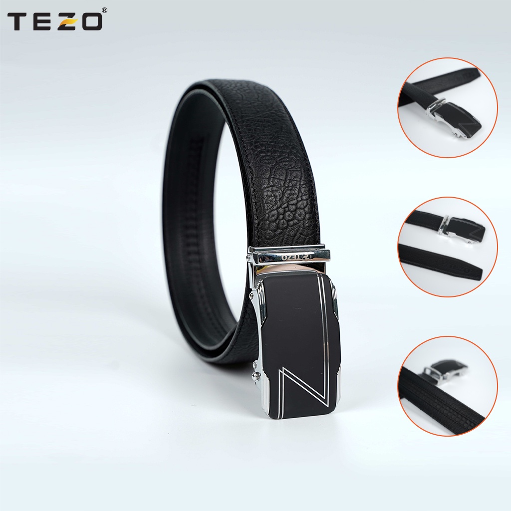 Thắt lưng nam TEZO, dây da nam công sở được làm từn 100% da bò cao cấp mặt vuông kim loại 469