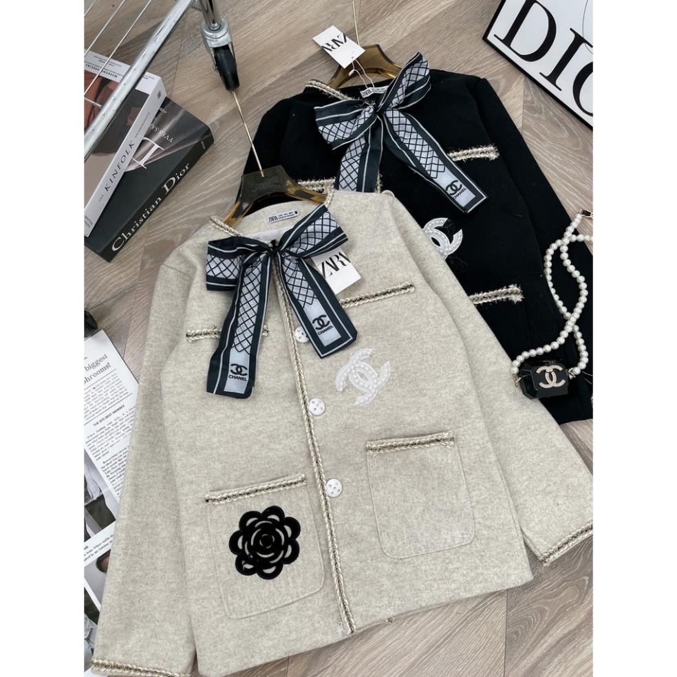 [ 𝐅𝐑𝐄𝐄 𝐒𝐇𝐈𝐏 ]   ÁO DẠ HÌNH HOA TRÀ NƠ CỔ