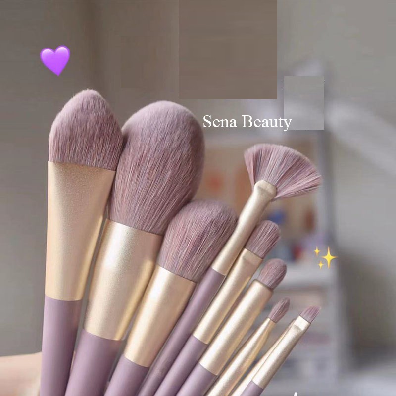 Bộ 9 cây cọ trang điểm chuyển nghiệp cao cấp màu tím Sena Beauty