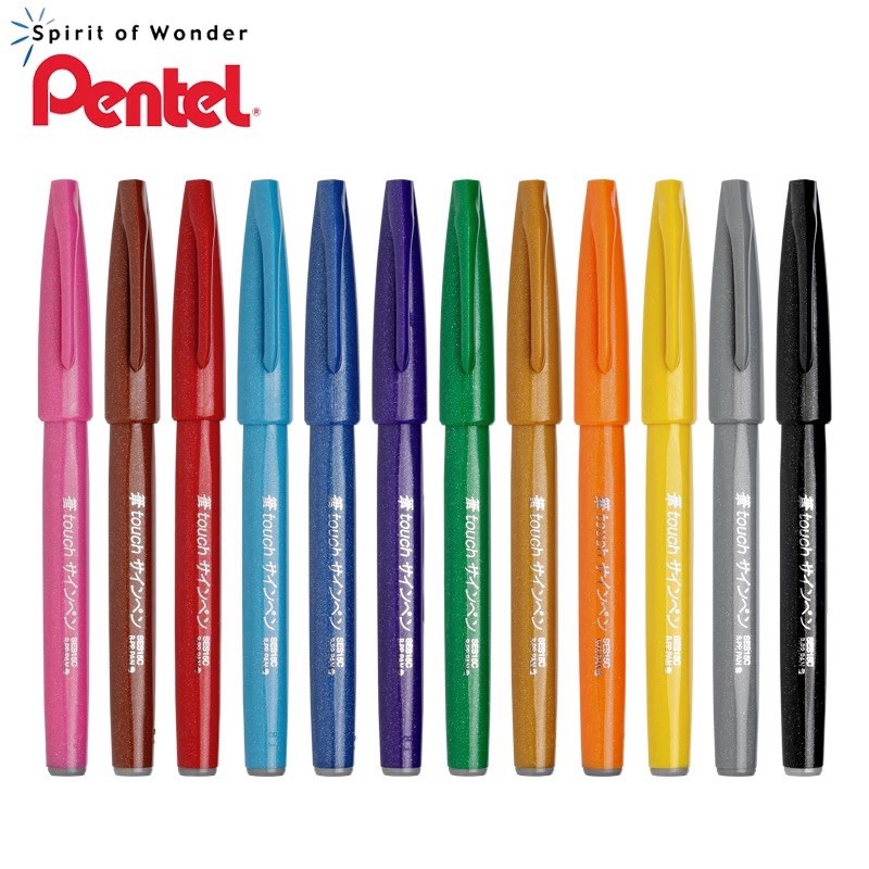 [DA ĐEN] [RẺ NHẤT] Bút Pentel Fude Touch Brush Sign Màu Cơ Bản (Bán Lẻ)