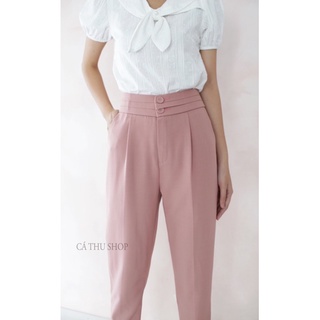 Quần baggy 2 cúc cạp xếp ly