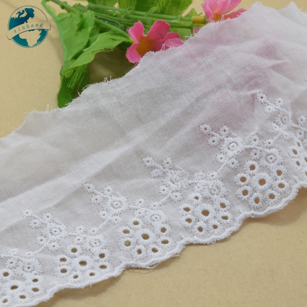 Vải Ren 100% cotton Rộng 7cm Dùng May Đầm mini diy 4115