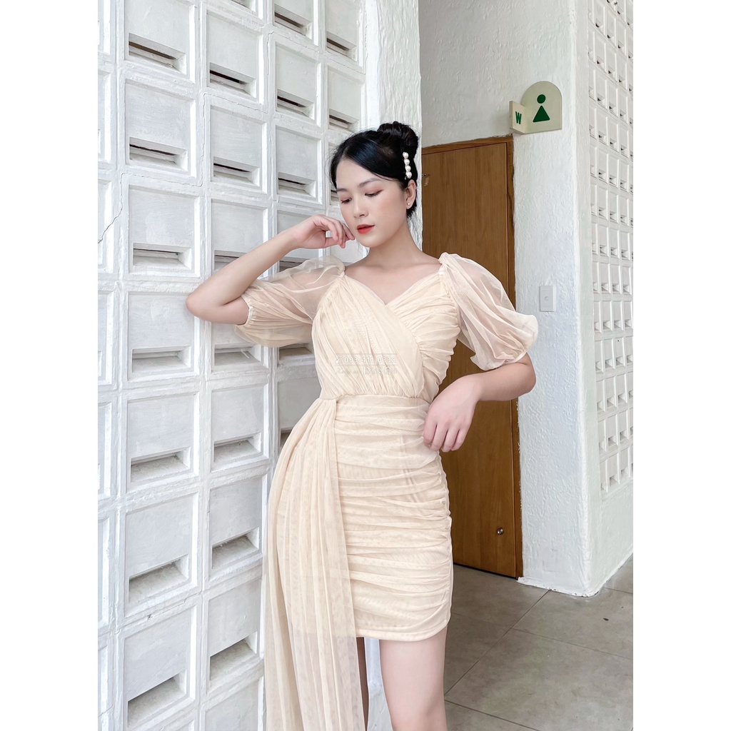 Đầm dự tiệc quây ngực tà rời sang chảnh DG4293