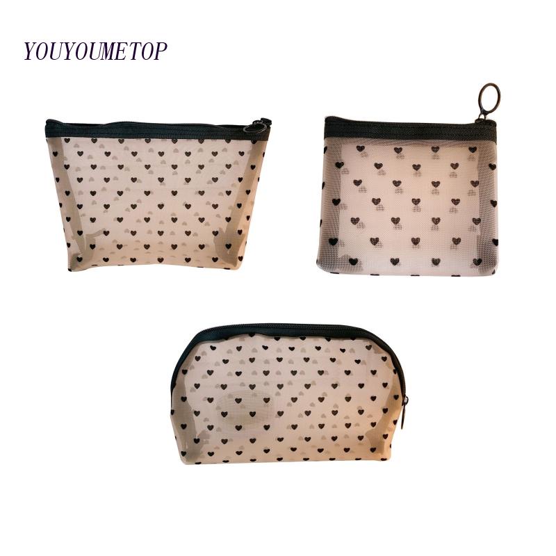 Túi Lưới Đựng Đồ Trang Điểm Sức Chứa Lớn Có Khóa Kéo In Họa Tiết Dễ Thương