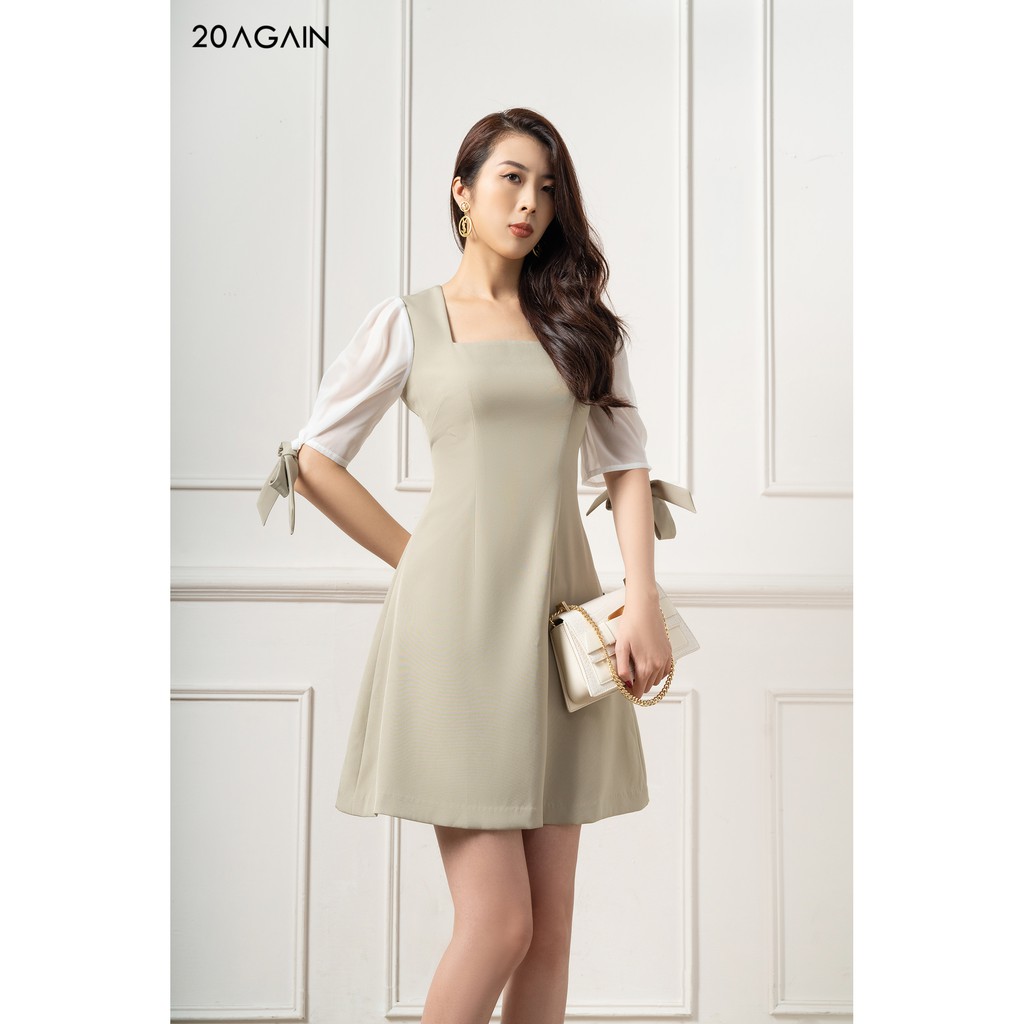 Đầm xoè phối tay bồng 20Again DEA0865 | BigBuy360 - bigbuy360.vn