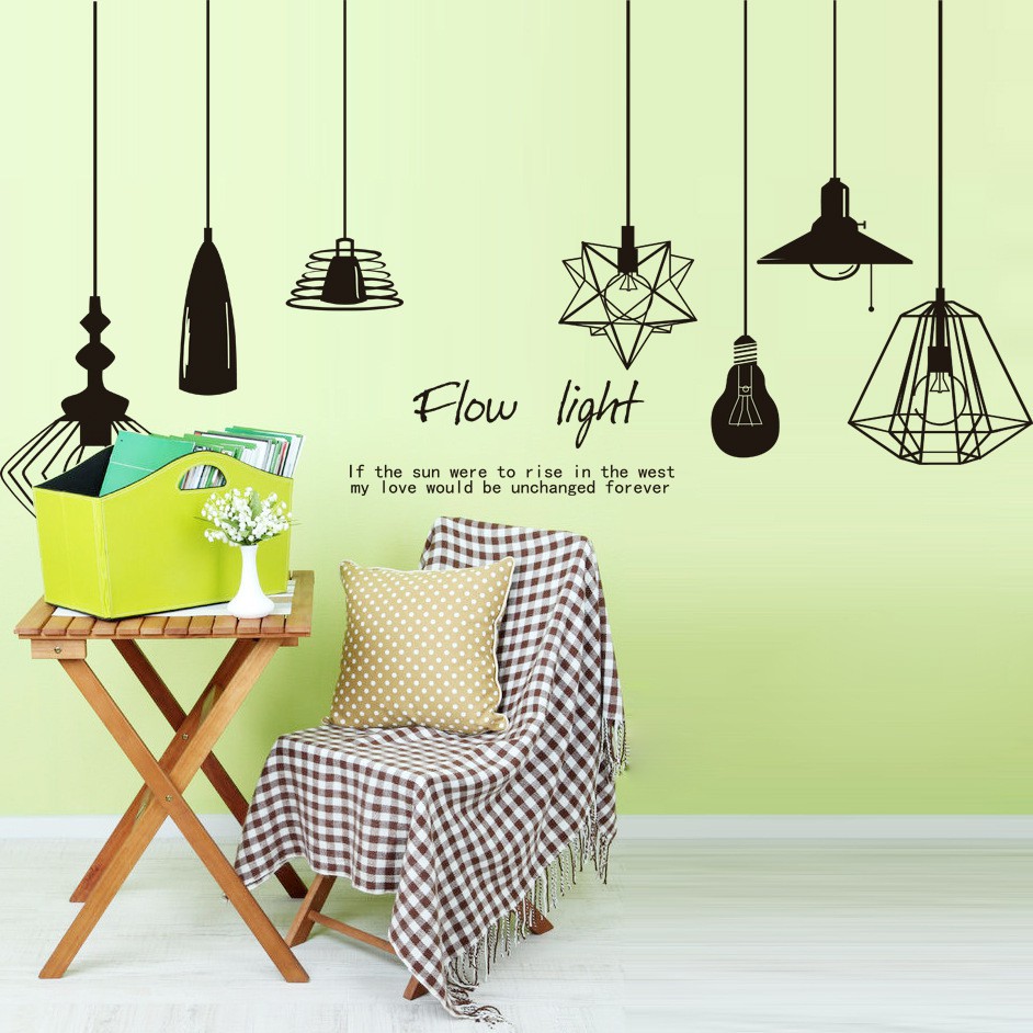 Decal dán tường - Giấy dán tường - đèn treo - scenedecal - DLX5206