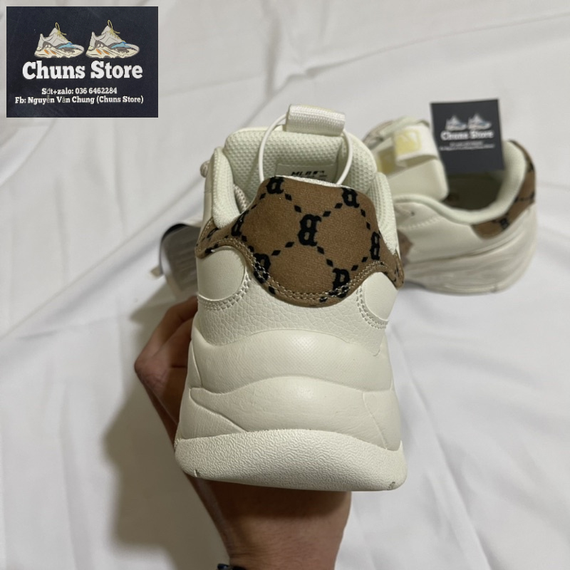 Giày MLB chữ B gót nâu 2022, giày ML B B nâu mono gót nỉ cao cấp