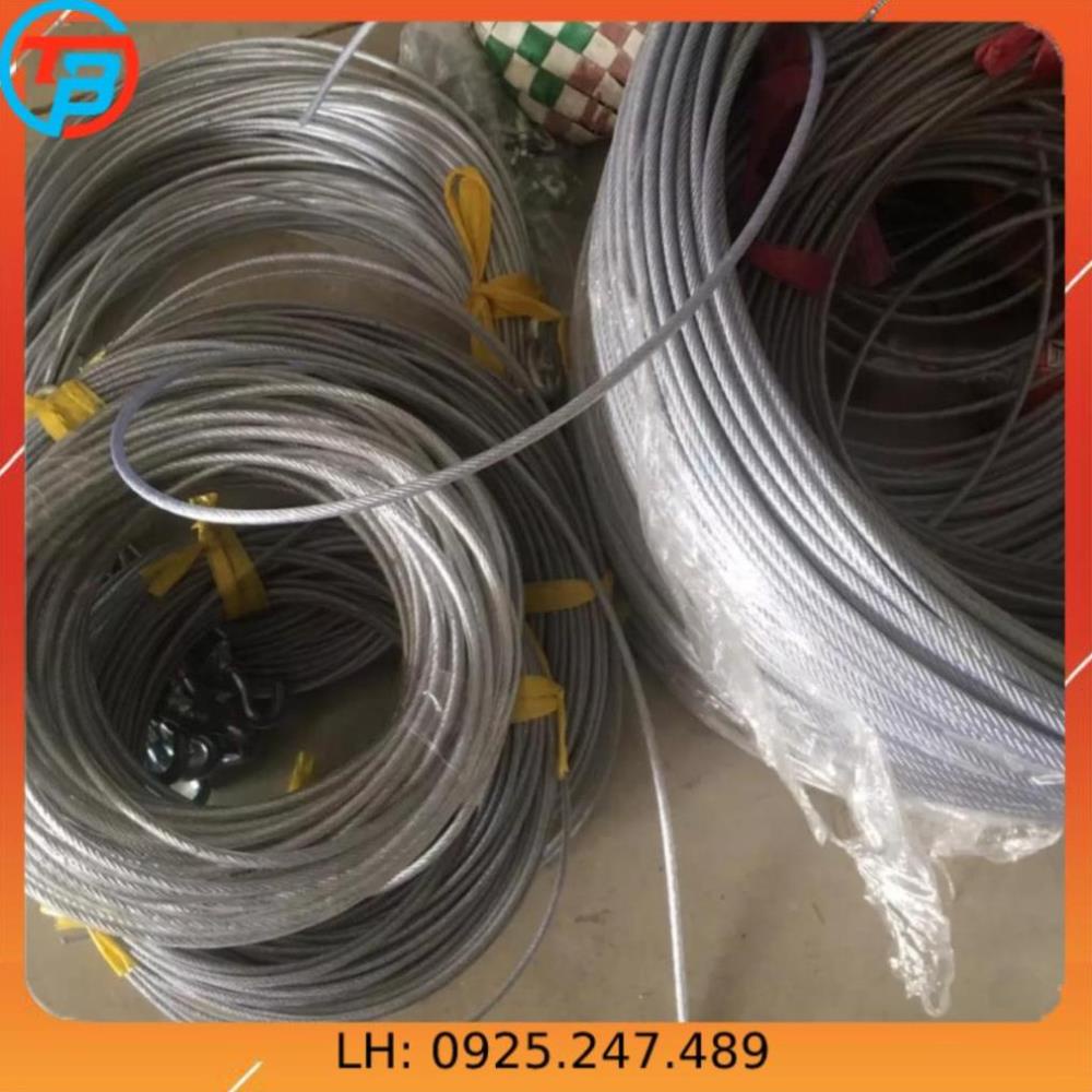 Cáp thép bọc nhựa cuộn 100 mét.Đầy đủ các size 2mm,3mm...cáp thép Thái Bình VinàN