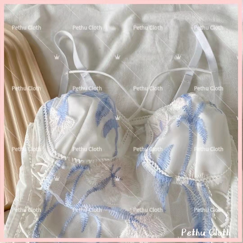 Áo Bra Ren 2 dây Hoa Lá  Corset Quyến Rũ Có Thun Bo Lưng---A01