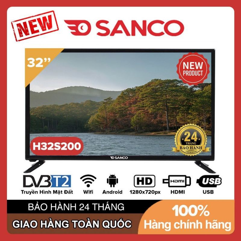 Smart Tivi SANCO 32 inch H32S200 Android 8.0, HD Ready DVB-T2, Youtube, Picture Wizards II,