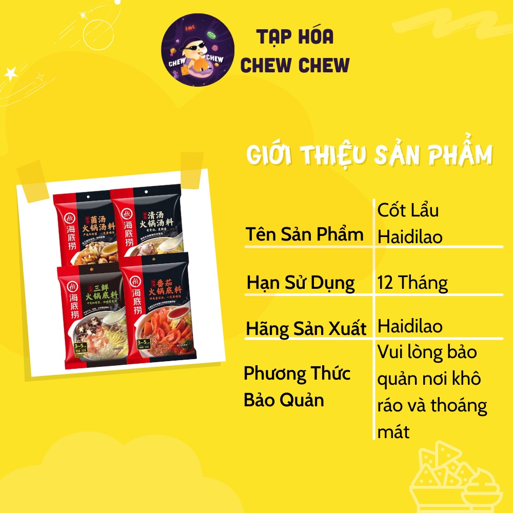 Cốt lẩu Haidilao đủ vị gia vị Lẩu Haidilao thơm ngon-Tạp hóa chew chew | BigBuy360 - bigbuy360.vn