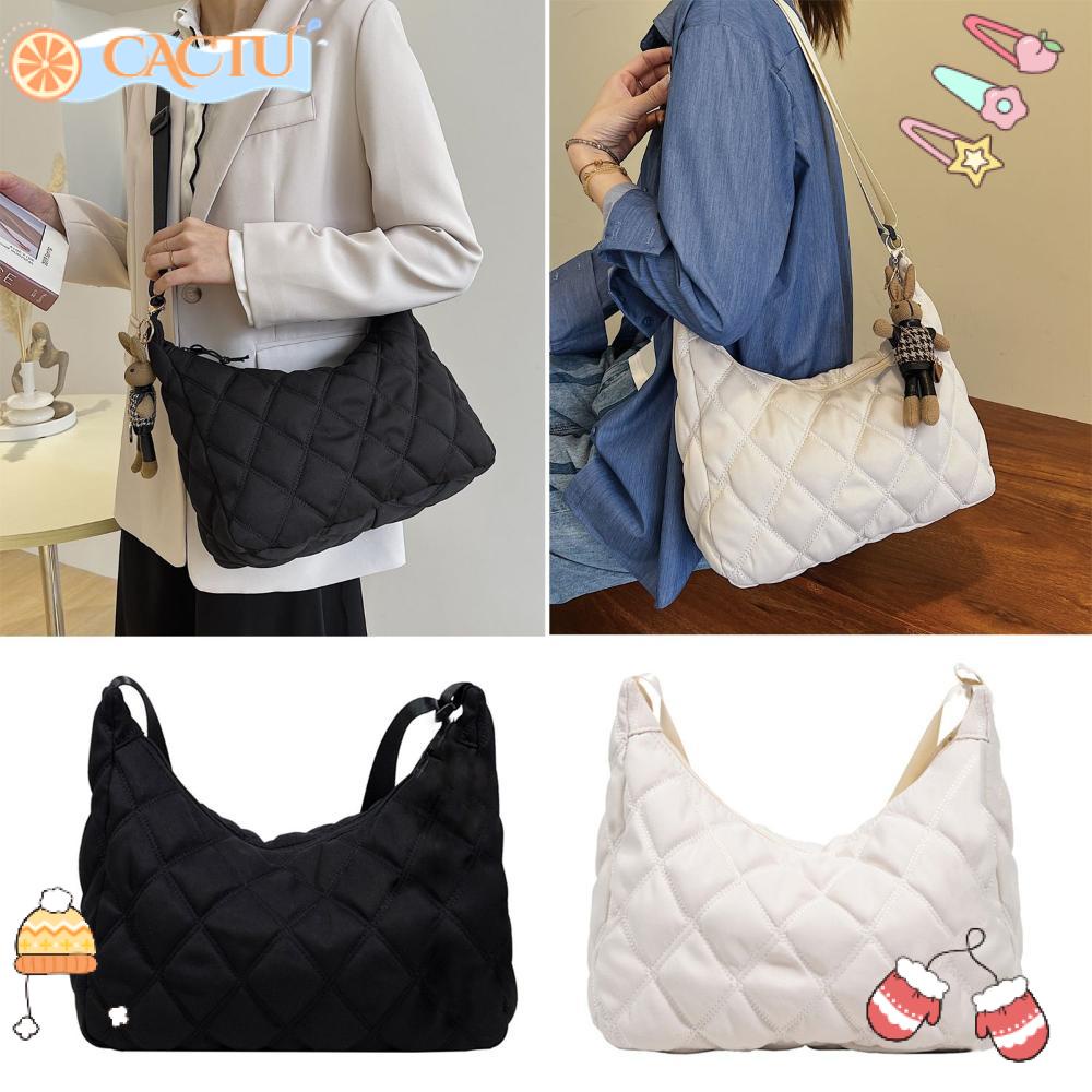 Túi Xách Đeo Dưới Cánh Tay Bằng Vải Cotton Gọn Nhẹ Họa Tiết Kẻ Sọc