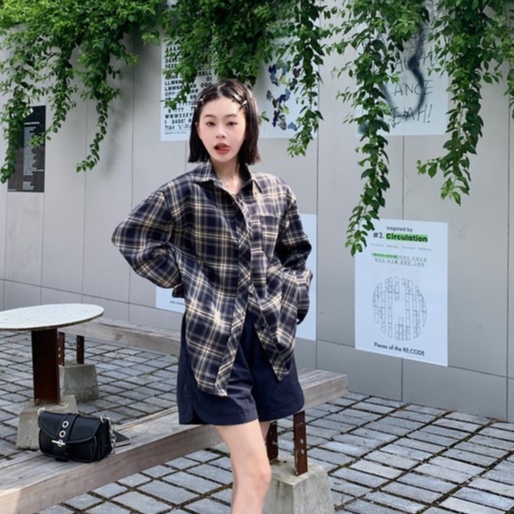 ZHELIHANGFEI Áo kẻ sọc cổ điển dài tay chống nắng áo sơ mi dáng rộng đa năng