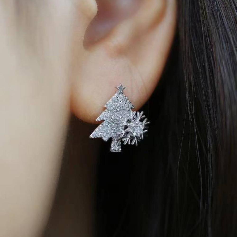 Bông Tai Dáng Dài Hình Cây Thông / Bông Tuyết Xoay Được Thanh Lịch Cho Nữ