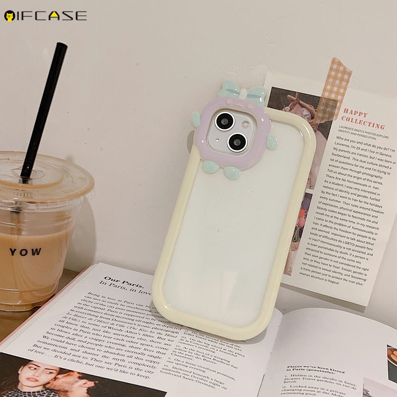 Ốp Điện Thoại Mềm Trong Suốt Chống Sốc Phối Nơ Đơn Giản Dành Cho iPhone 13 12 11 Pro Max