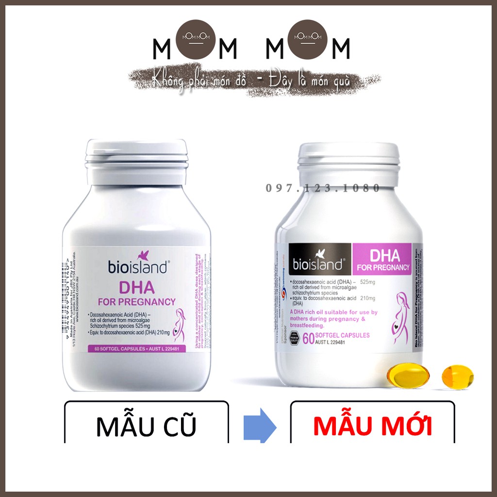 [Mẫu mới] DHA Bio Island Bổ Sung DHA Dưỡng Chất Cho Bà Bầu- 60 Viên - Mom Mom VN