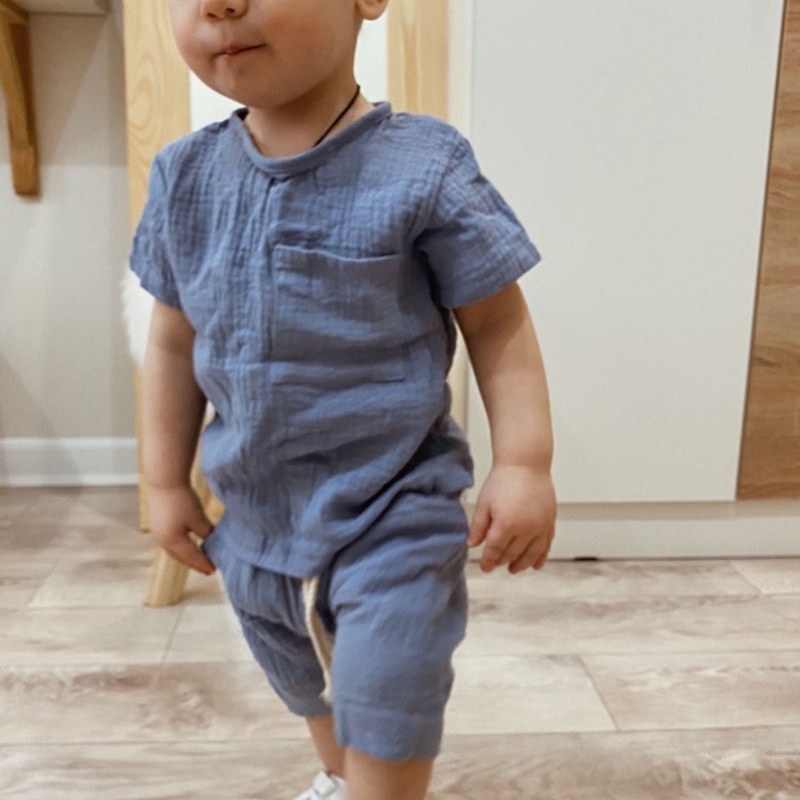 Set Đồ Mùa Hè 2 Món Gồm Áo Thun Tay Cộc + Quần Shorts Lưng Thun Cho Bé Trai