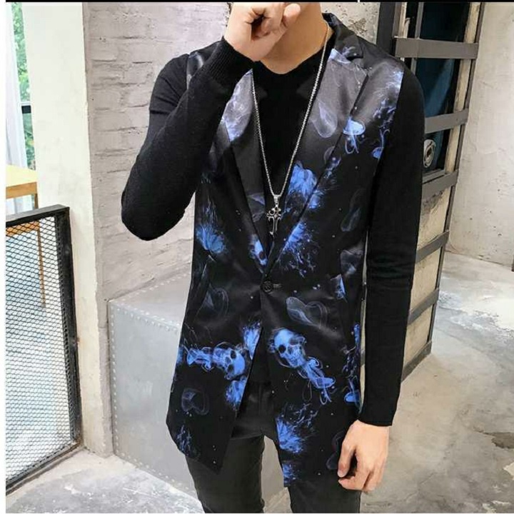 Áo khoác sát nách vest dáng dài họa tiết đầu lâu Mã: NK1520