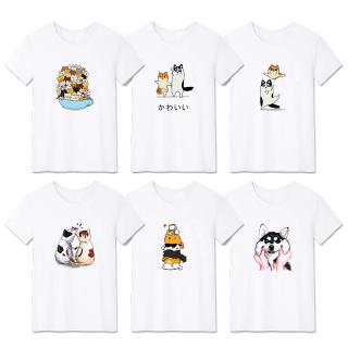Áo thun ngắn tay in hình mèo dễ thương unisex