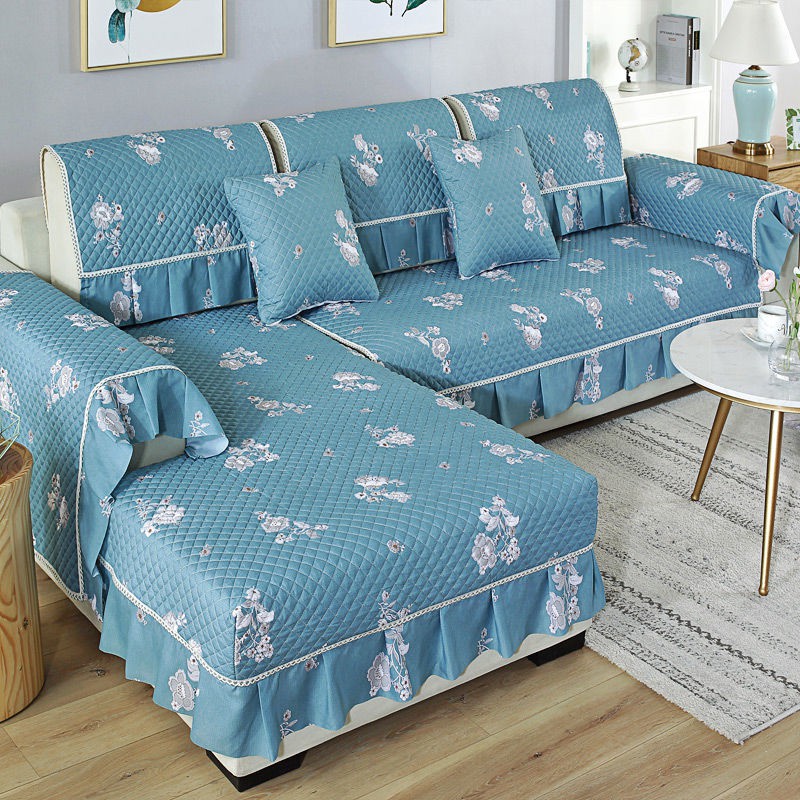 Vỏ Bọc Đệm Ghế Sofa Vải Cotton Màu Trơn Chống Trượt Phong Cách Châu Âu Đơn Giản